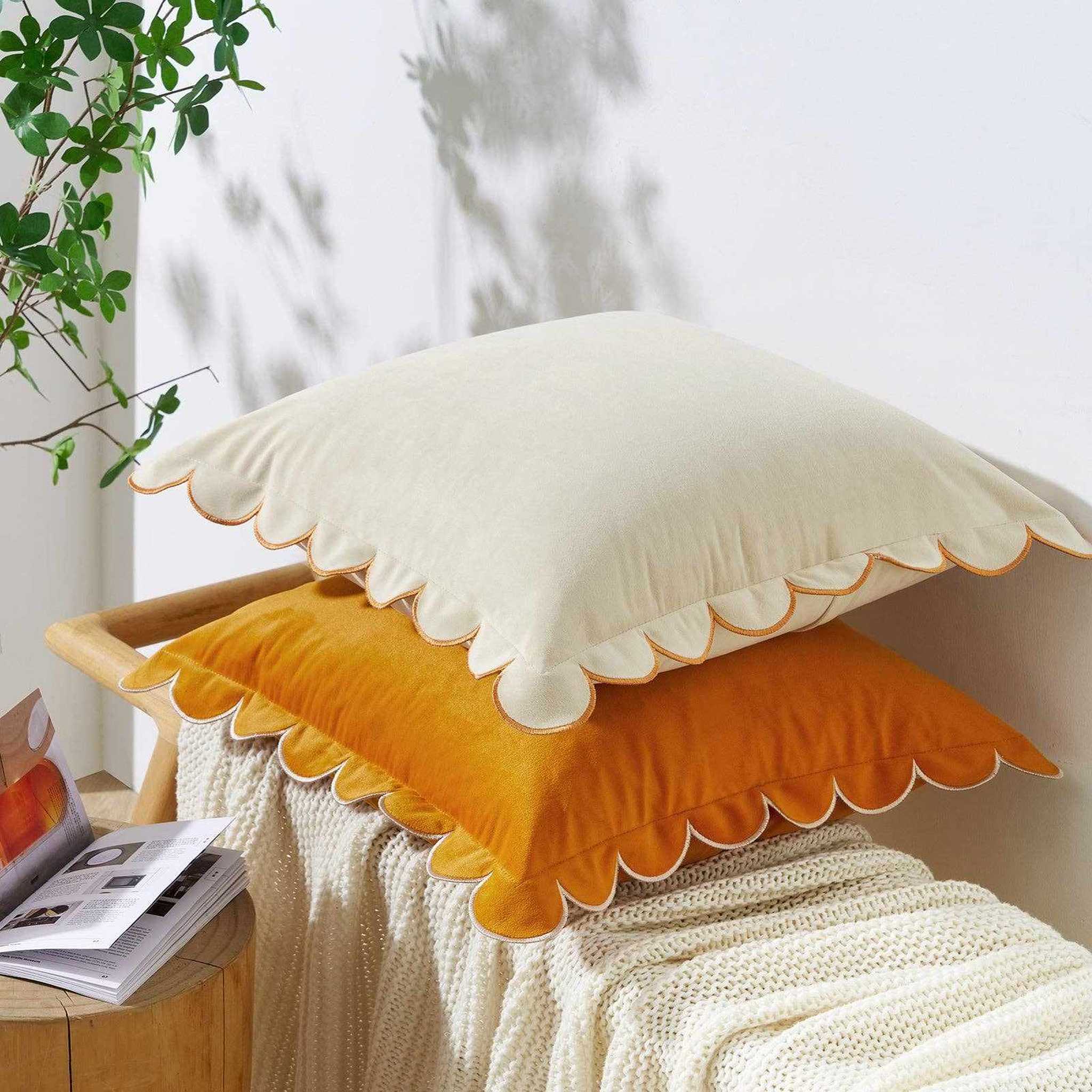 Bri Bri Scalloped Edge Pillow with Insert 16x16 inch