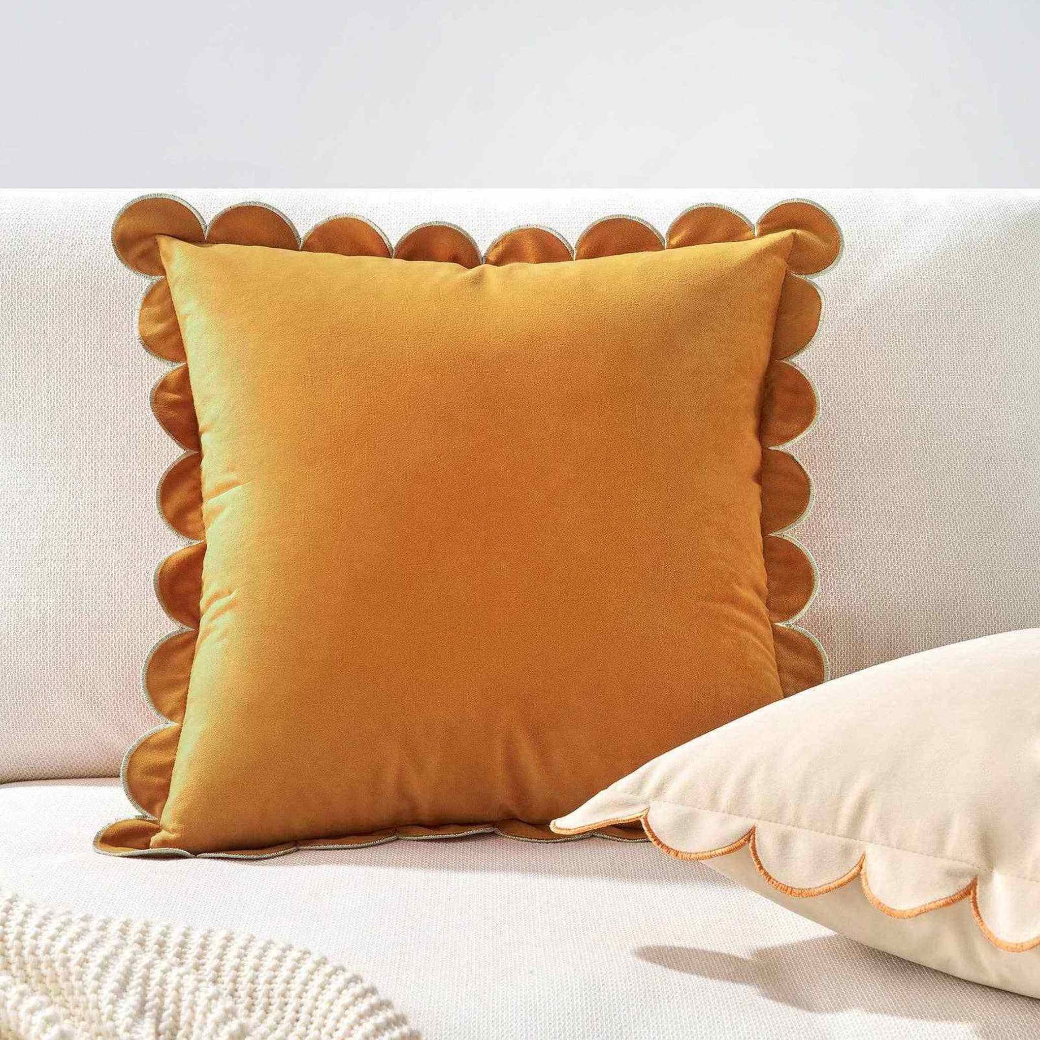 Bri Bri Scalloped Edge Pillow with Insert 16x16 inch